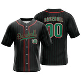 Black Pinstripe Custom Full Button Mexico Baseball Jersey